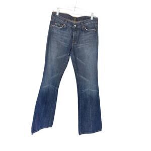 7 For All Mankind Mid-Rise Denim Western Raw Hem Cotton Bootcut Jeans Size 29